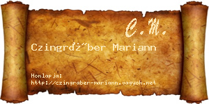 Czingráber Mariann névjegykártya